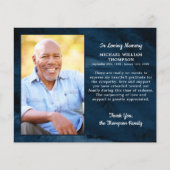 バジェット葬儀サンキューカードブルーマーブル悔やみや弔慰 (正面)