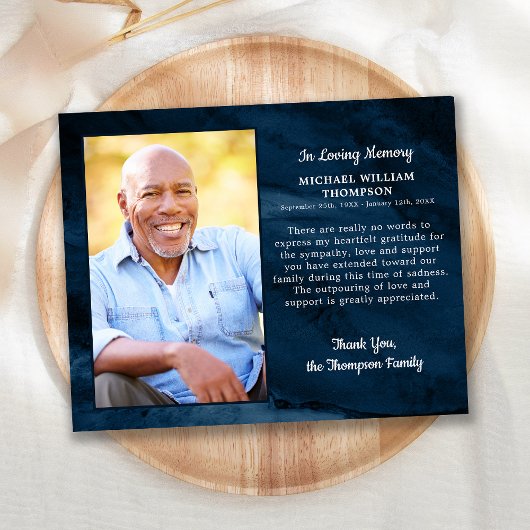 バジェット葬儀サンキューカードブルーマーブル悔やみや弔慰