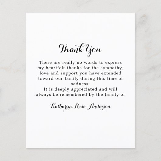 バジェット葬儀ユーカリ悔やみや弔慰サンキューカード (裏面)