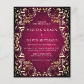 バジェット装飾ピンク金ゴールド結婚式招待状 (正面)