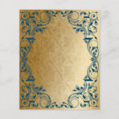 バジェット装飾ブルー金ゴールド結婚式招待状 (裏面)