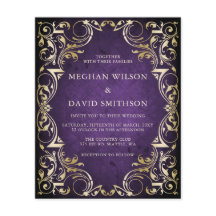 バジェット装飾用パープル金ゴールド結婚式招待状