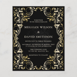 バジェット装飾用ブラック金ゴールド結婚式招待状