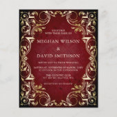 バジェット装飾赤金ゴールド結婚式招待状 (正面)