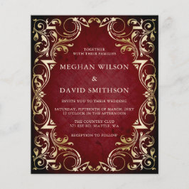 バジェット装飾赤金ゴールド結婚式招待状