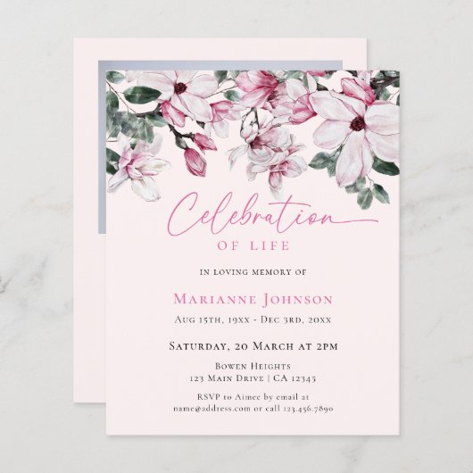 バジェット記念ピンクフローラお祝いオブ・ライフ (正面/裏面)