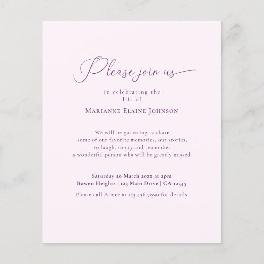 バジェット記念ピンクフローラお祝いオブ・ライフ (裏面)