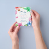 バジェット誕生日の夏の熱帯パーティの招待状 チラシ (手)