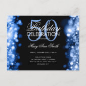 バジェット誕生日エレガントネイビーブルーライト招待状 ポストカード (正面)
