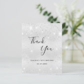バジェット誕生日シルバーグリッターダストサンキューカード (スタンド正面)