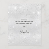 バジェット誕生日シルバーグリッターダストサンキューカード (裏面)