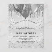 バジェット誕生日シルバーグリッターメタル招待 (正面)