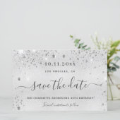 バジェット誕生日シルバーグリッターメタル日付を保存 (スタンド正面)