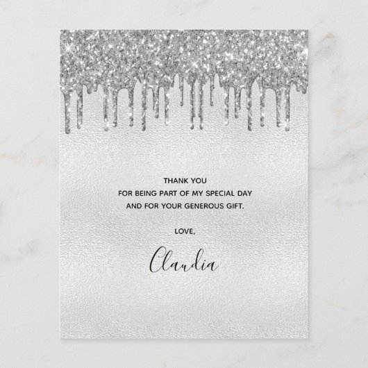 バジェット誕生日シルバーグリッター感謝していが乾く (裏面)