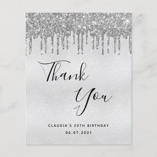 バジェット誕生日シルバーグリッター感謝していが乾く (正面)