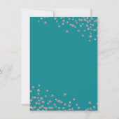 バジェット誕生日シルバーグリッター紙吹雪ティール（緑がかった色） 招待状 (裏面)