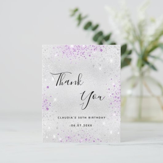 バジェット誕生日シルバーパープルグリッター感謝していユー (スタンド正面)