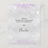 バジェット誕生日シルバーパープルグリッター感謝していユー (裏面)