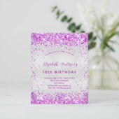 バジェット誕生日シルバーパープルピンクの招待状 (スタンド正面)