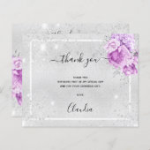 バジェット誕生日シルバーパープル感謝してい写真あなた (正面/裏面)