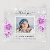 バジェット誕生日シルバーパープル感謝してい写真あなた (裏面)