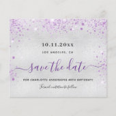 バジェット誕生日シルバーパープル日付を保存 (正面)