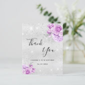 バジェット誕生日シルバーパープル花模様感謝していユー (スタンド正面)