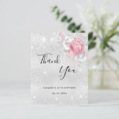 バジェット誕生日シルバーピンクの花模様感謝していユー (スタンド正面)