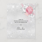 バジェット誕生日シルバーピンクの花模様感謝していユー (裏面)