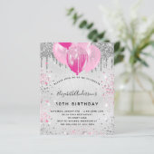 バジェット誕生日シルバーピンクグリッター招待 (スタンド正面)