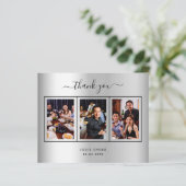 バジェット誕生日シルバーフォトサンキューカード (スタンド正面)