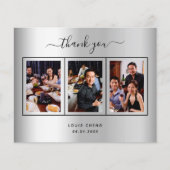 バジェット誕生日シルバーフォトサンキューカード (正面)