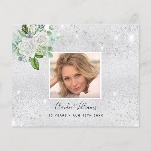 バジェット誕生日シルバーフローラ感謝してい写真 (裏面)