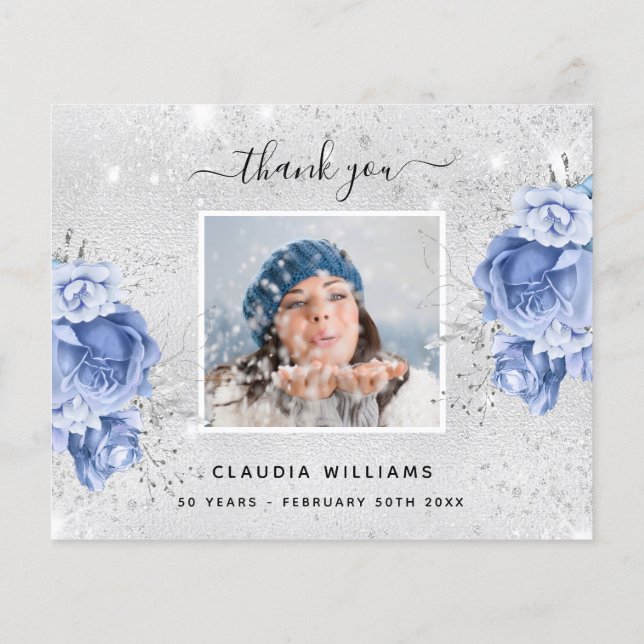 バジェット誕生日シルバーブルー感謝してい写真 (裏面)