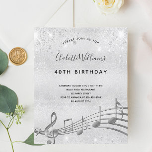バジェット誕生日シルバーミュージックノートグリッター