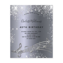 バジェット誕生日シルバーミュージックノート金属グリッター