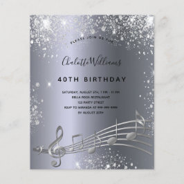 バジェット誕生日シルバーミュージックノート金属グリッター