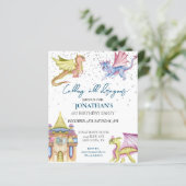 バジェット誕生日ドラゴンウォーターカラー招待状 (スタンド正面)