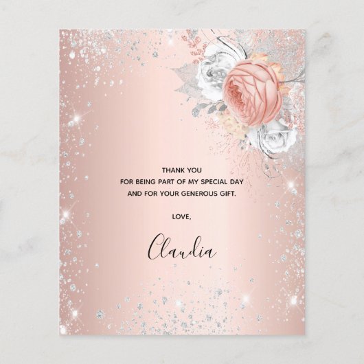 バジェット誕生日バラ金ゴールドシルバー花模様感謝していユーザ (裏面)