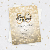 バジェット誕生日パーティエレガントー金ゴールドスパークルライト 招待状