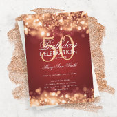 バジェット誕生日パーティエレガント金ゴールド赤いライト 招待状