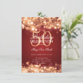 バジェット誕生日パーティエレガント金ゴールド赤いライト 招待状 (スタンド正面)