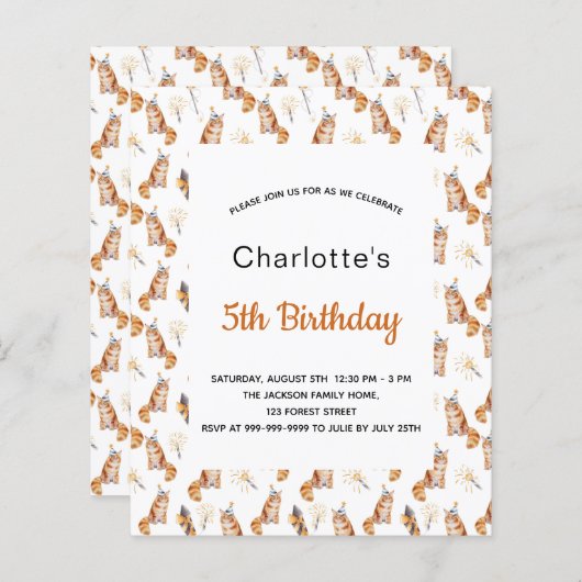 バジェット誕生日パーティー猫ホワイトゴールデンガール (正面/裏面)