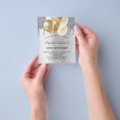 バジェット誕生日パーティー銀金ゴールドバルーングリッター チラシ (手)