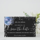 バジェット誕生日パーティー黒いシルバー日付を保存 (スタンド正面)