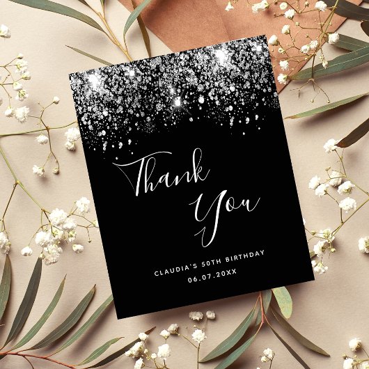 バジェット誕生日ブラックシルバーグリッター感謝していユー