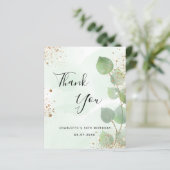 バジェット誕生日ユーカリグリッターサンキューカード (スタンド正面)