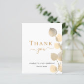 バジェット誕生日ユーカリ金ゴールドサンキューカード (スタンド正面)