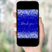 バジェット誕生日王室のブルーグリッターサンキューカード 招待状