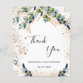 バジェット誕生日50ユーカリサンキューカード (正面/裏面)